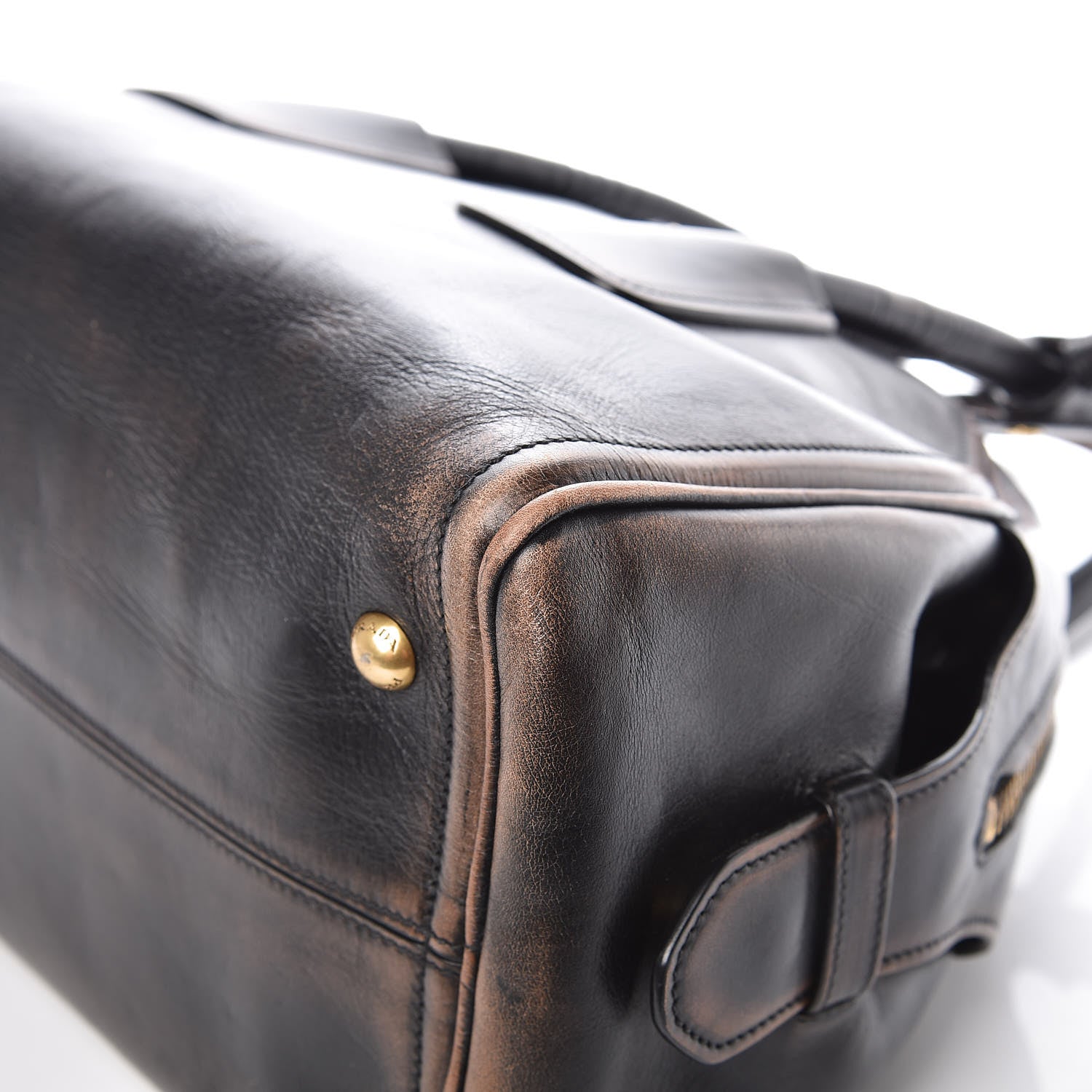 Prada Vitello Vintage Bowling Bag Black 6 of 15