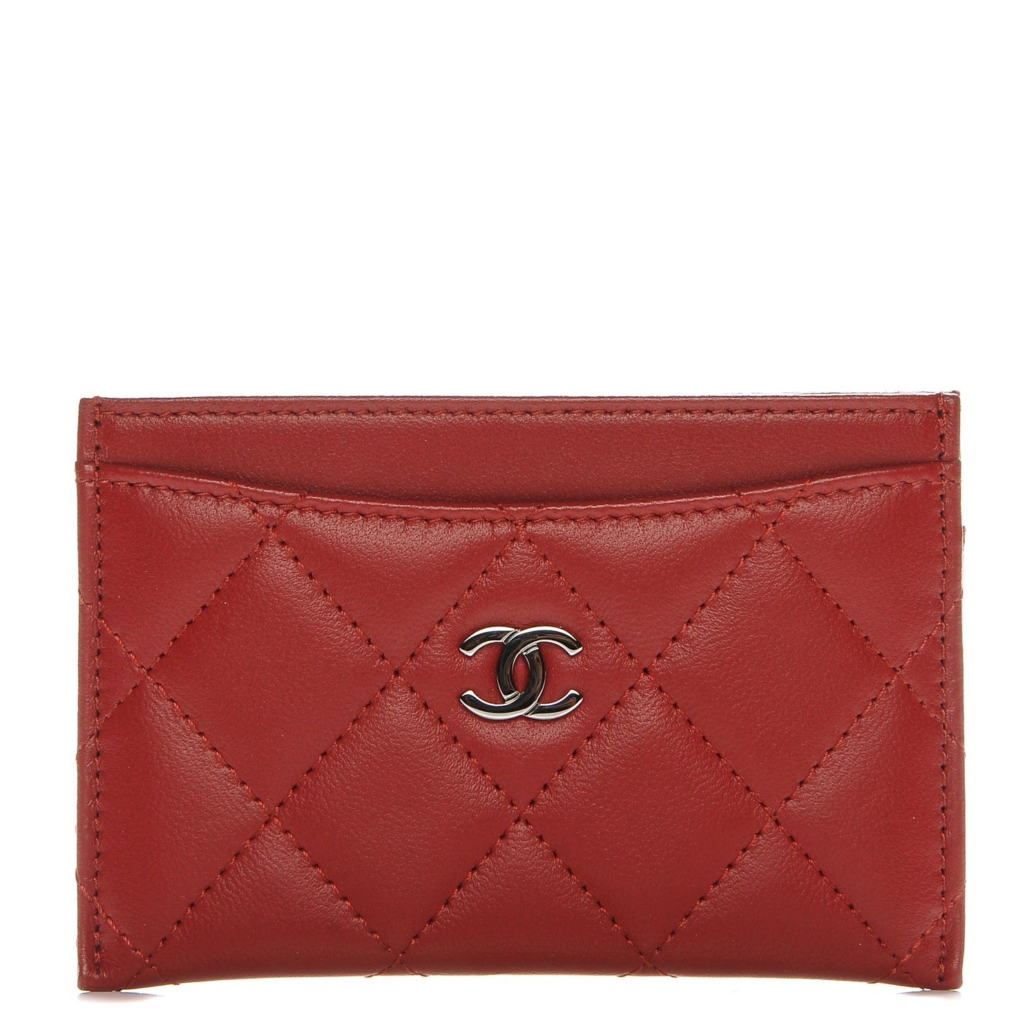 Chanel Lambskin Quilted Card Holder Red 1 of 8