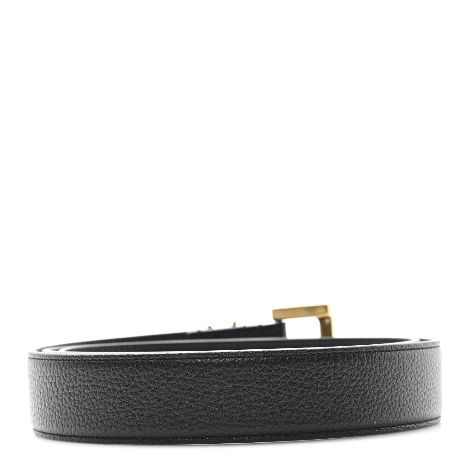 Saint Laurent Grained Calfskin Monogram Cassandre Square Buckle Belt 90 36 Black 2 of 5
