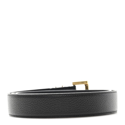 Saint Laurent Grained Calfskin Monogram Cassandre Square Buckle Belt 90 36 Black 2 of 5