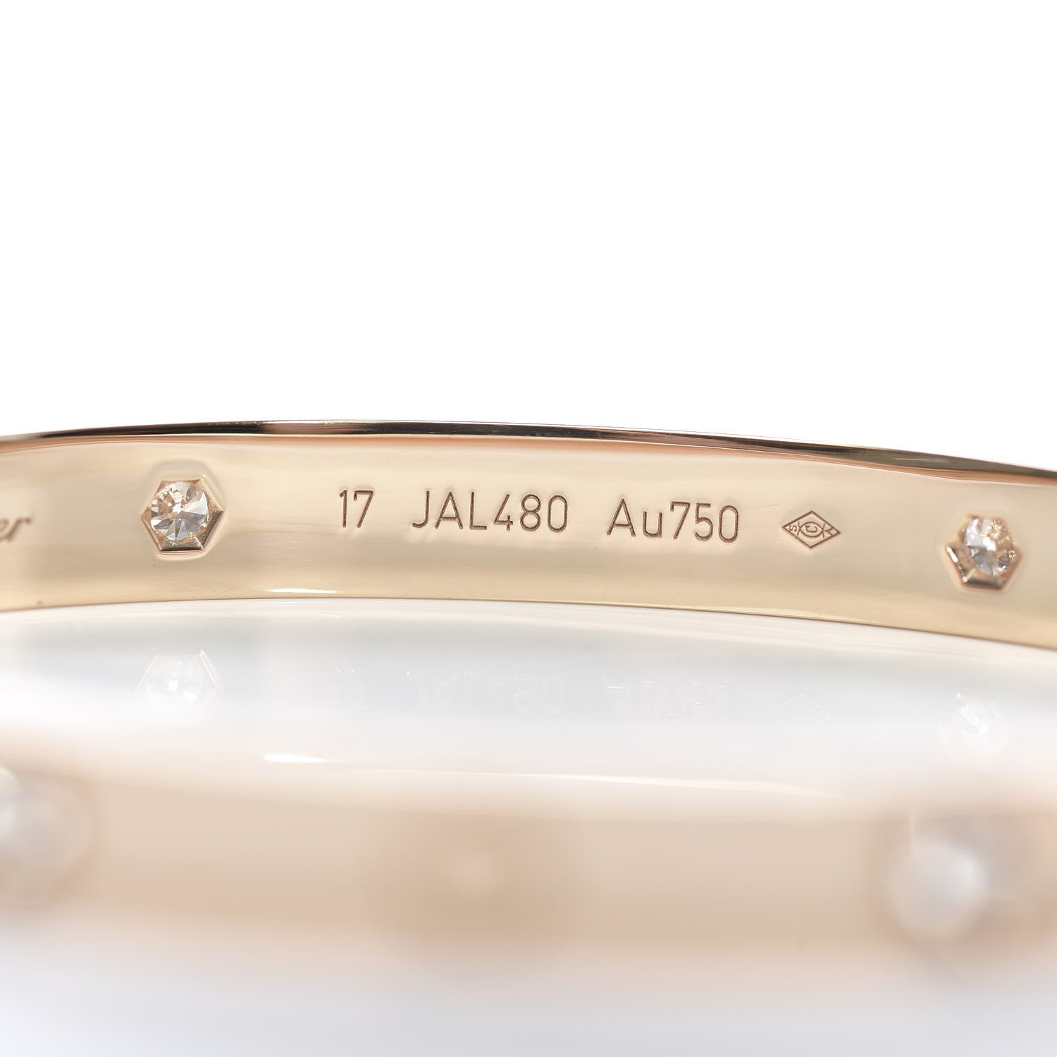 Cartier 18K Pink Gold 4 Diamond LOVE Bracelet 17 5 of 7