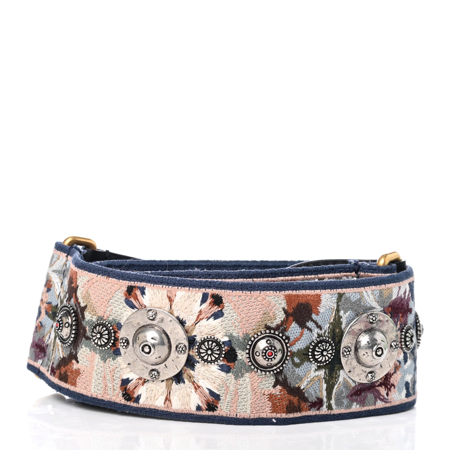Canvas Embroidered Studded KaleiDiorscopic Shoulder Strap Multicolor