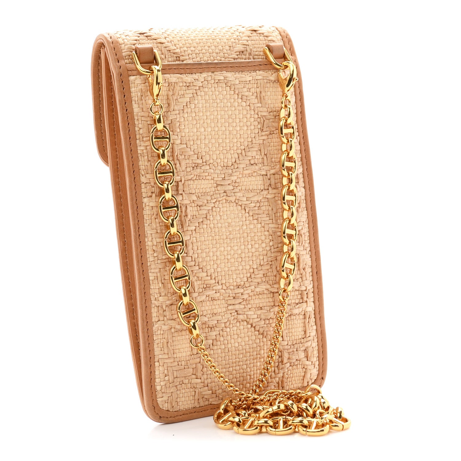 Christian Dior Raffia Cannage Phone Pouch Holder Natural 3 of 11