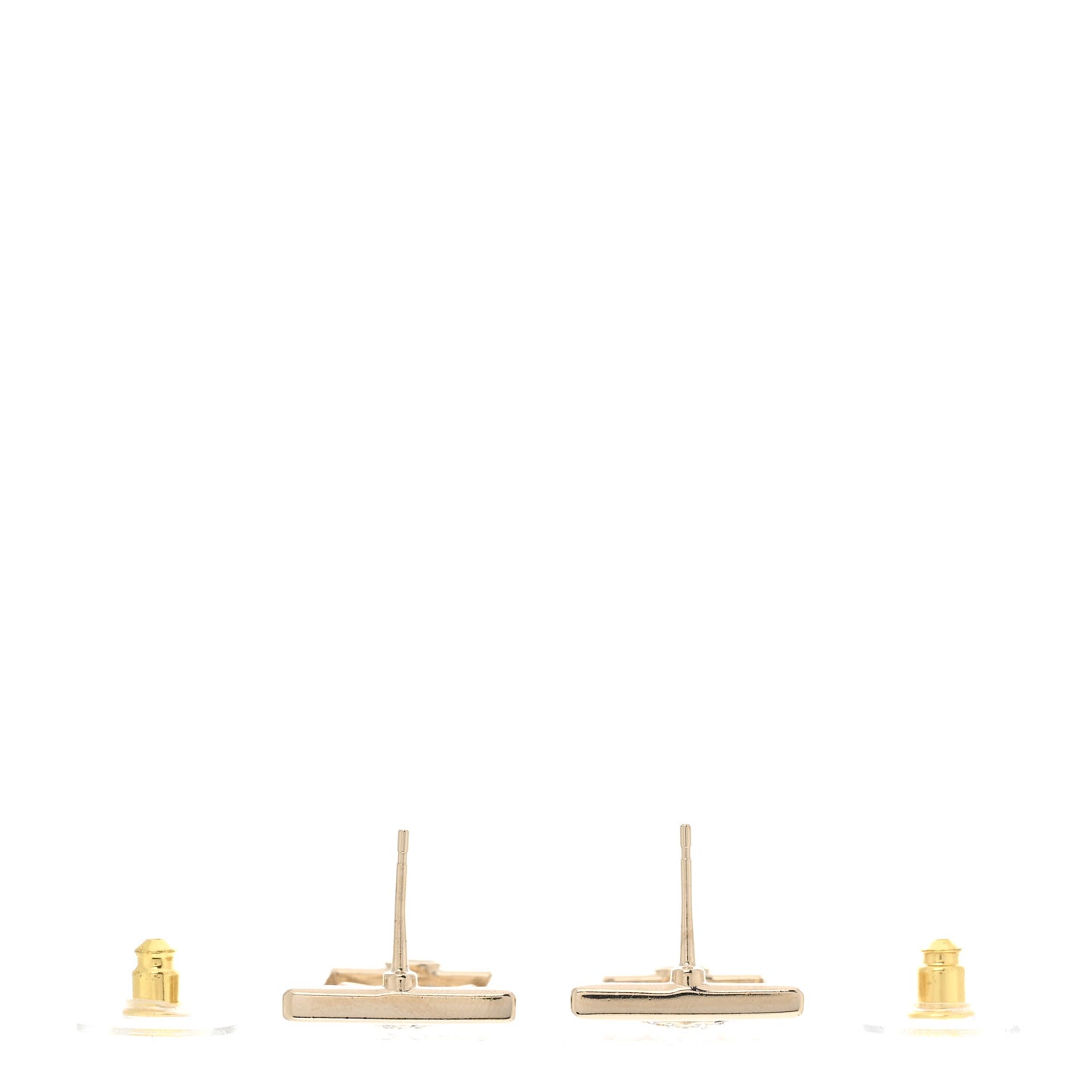 Metal Crystal Square CC Earrings Gold