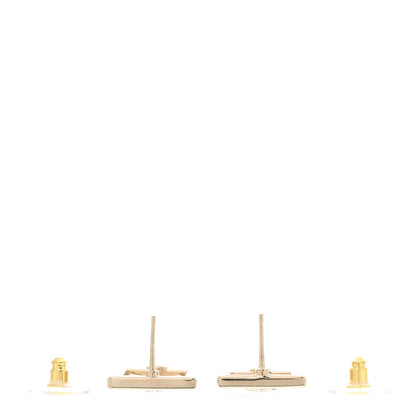 Chanel Metal Crystal Square CC Earrings Gold 3 of 5
