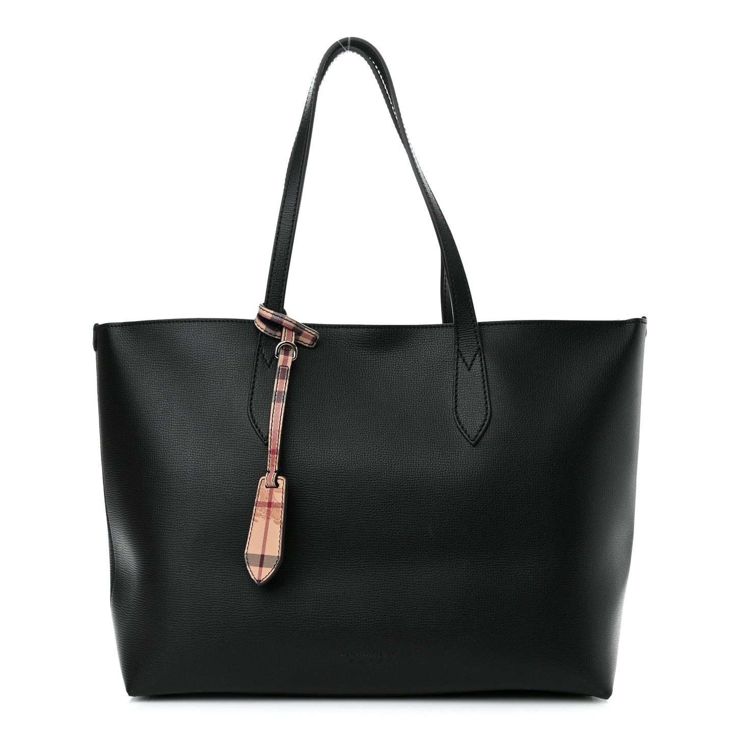 Grainy Calfskin Haymarket Colours Check Medium Zip Tote Black