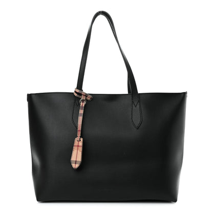 Burberry Grainy Calfskin Haymarket Colours Check Medium Zip Tote Black 1 of 11