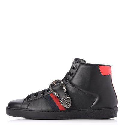 Gucci Calfskin Ayers Web Mens Dionysus High Top Sneakers 9 Black 1 of 11