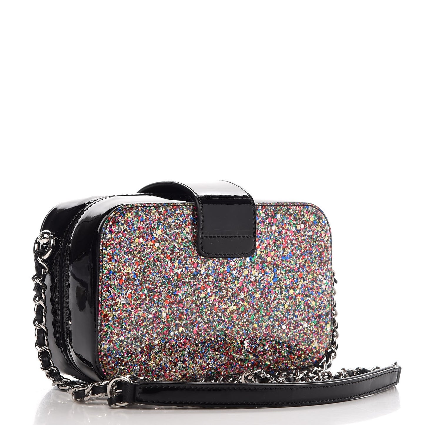 Glitter Patent Camera Case Multicolor Black