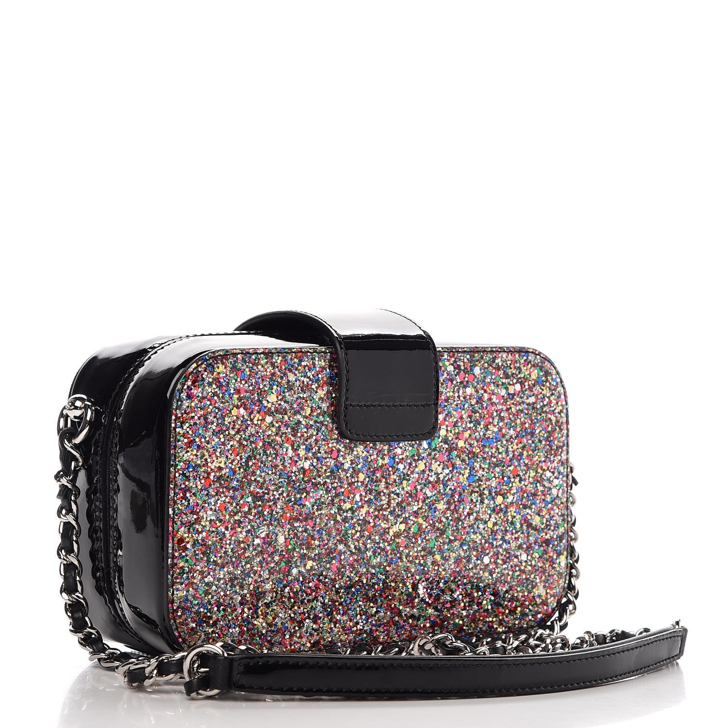 Chanel Glitter Patent Camera Case Multicolor Black 3 of 9