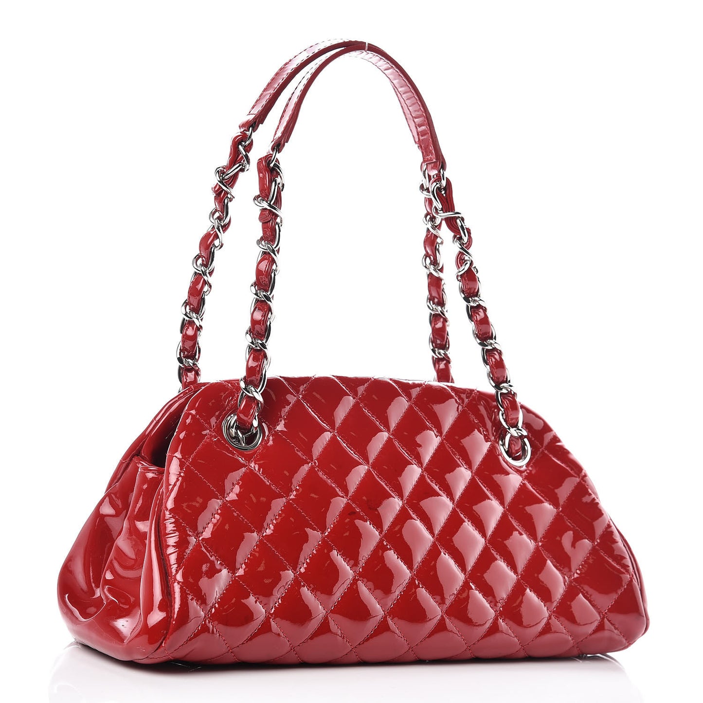 Patent Quilted Small Just Mademoiselle Bowling Bag Red