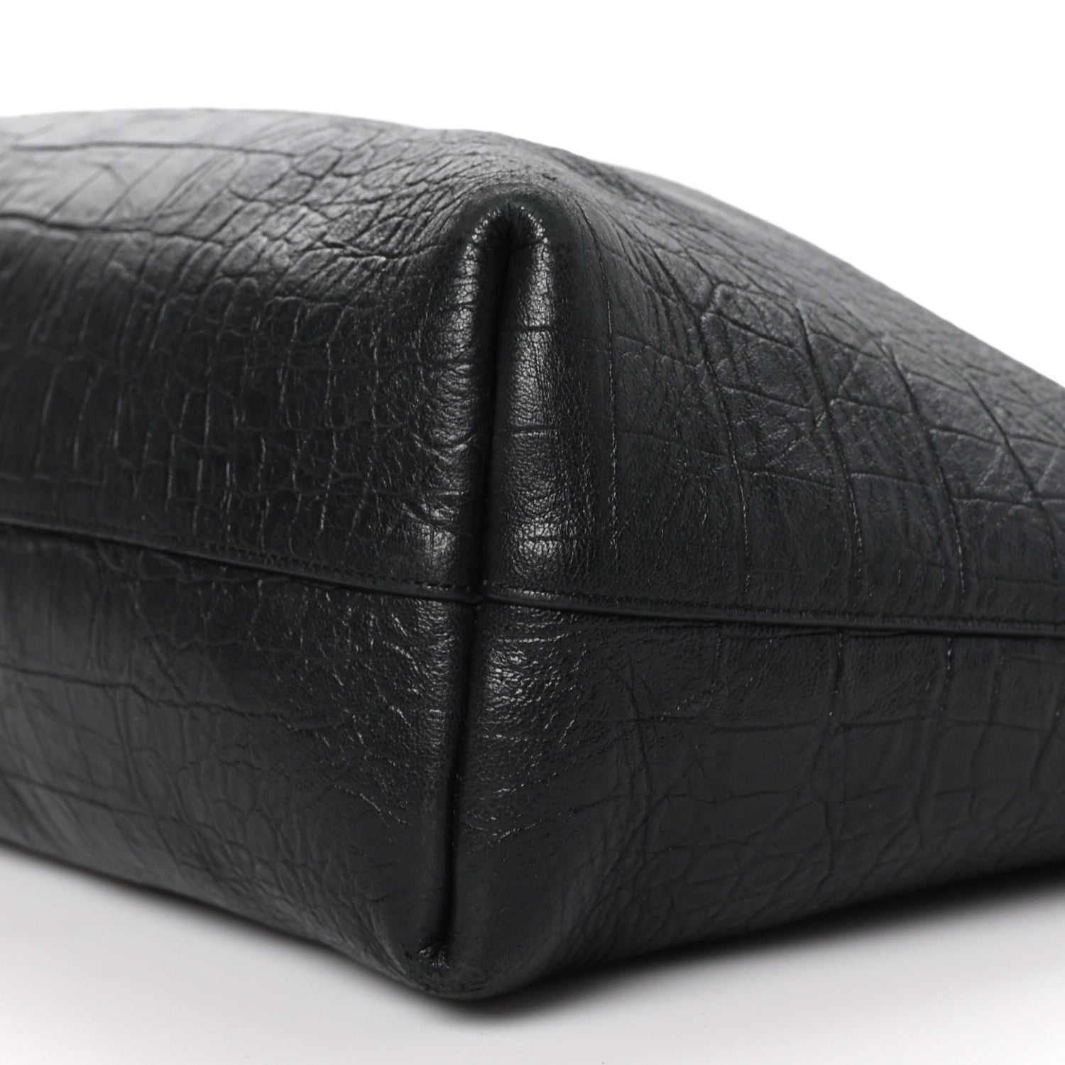 Saint Laurent Calfskin Crocodile Embossed Large Shopper Tote Black 11 of 15