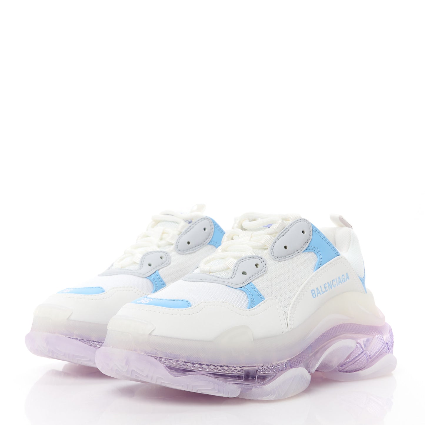 Fabric Mesh Clear Sole Womens Triple S Sneakers 36 Light Blue Grey Lilac White