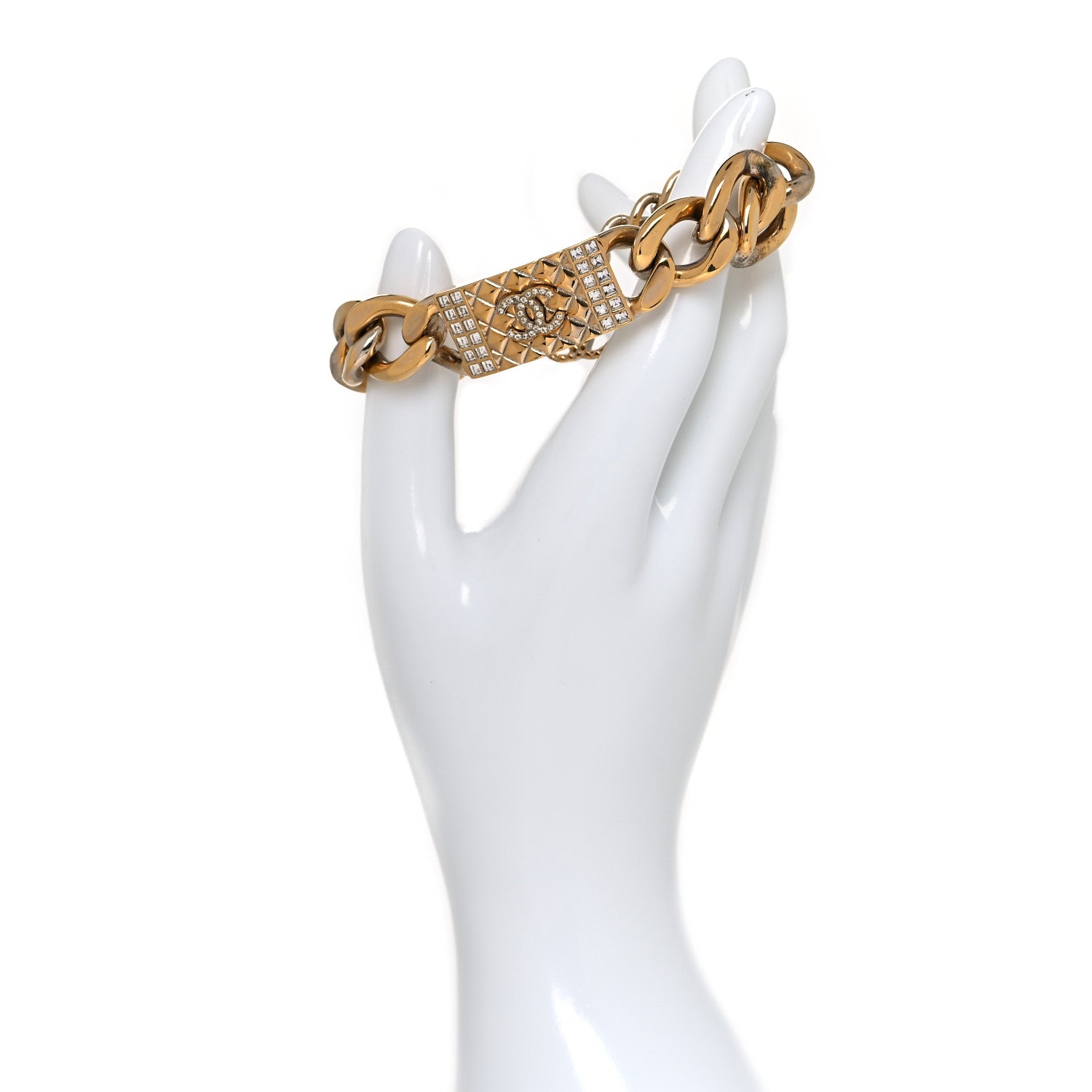 Chanel Crystal CC Chain ID Bracelet Gold 2 of 6