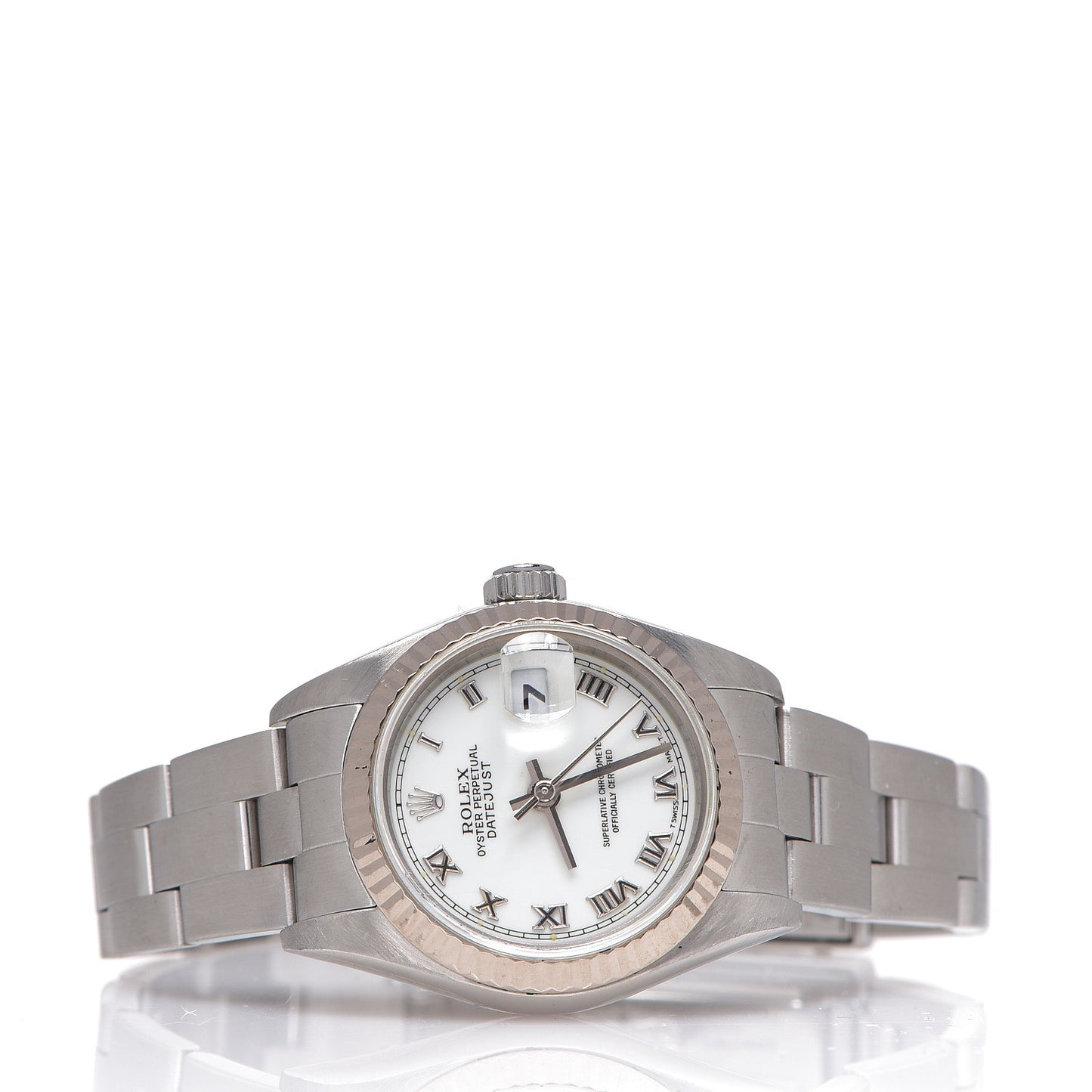 Stainless Steel 18K White Gold 26mm Oyster Perpetual Datejust Watch White Roman 79174