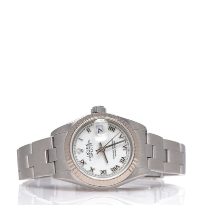 Rolex Stainless Steel 18K White Gold 26mm Oyster Perpetual Datejust Watch White Roman 79174 2 of 5