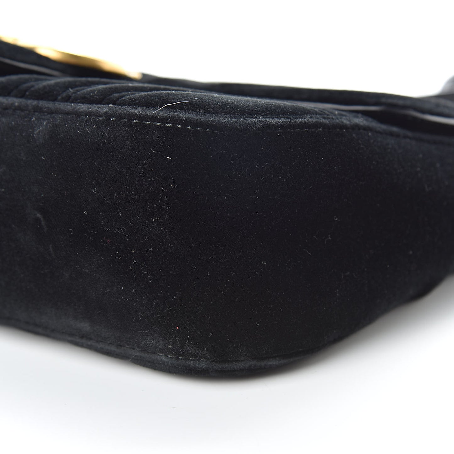 Velvet Matelasse Small GG Marmont Shoulder Bag Black