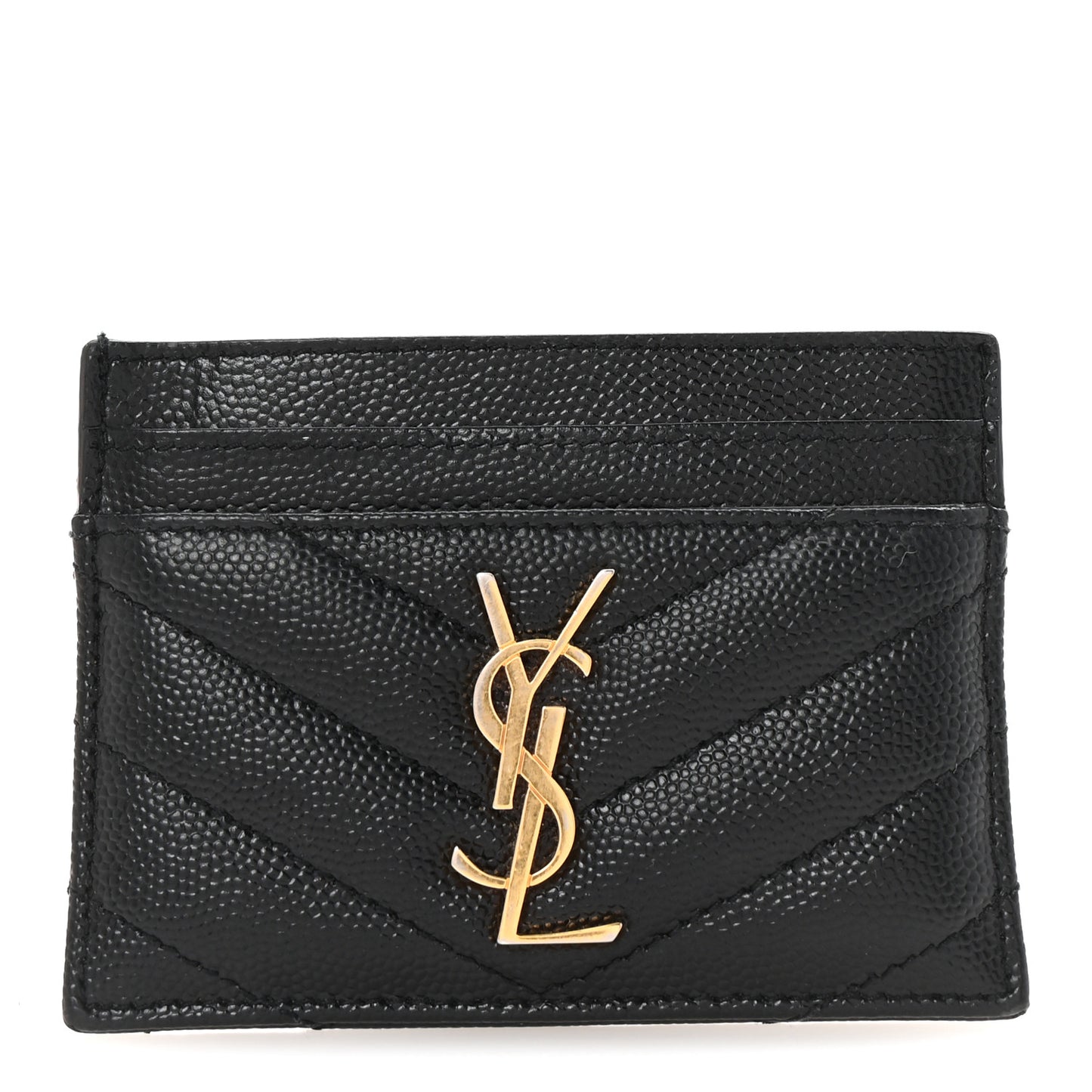Grain De Poudre Matelasse Chevron Monogram Credit Card Case Black