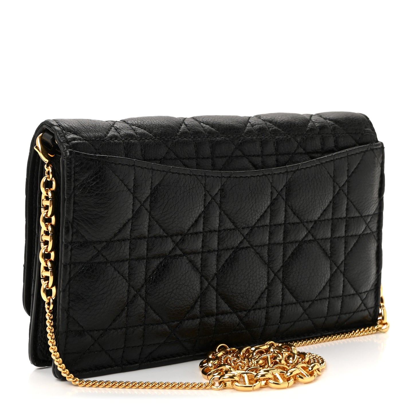 Supple Calfskin Caro Pouch with Chain Black