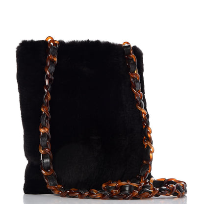 Chanel Rabbit Fur Tortoise Chain Shoulder Bag Black 3 of 8