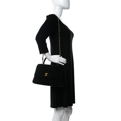 Chanel Shearling Lambskin Medium Coco Handle Flap Black 2 of 14