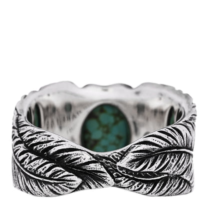 David Yurman Sterling Silver Turquoise Southwest Feather Cigar Band Ring 65 11 3 of 6