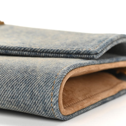 Saint Laurent Denim Monogram Chain Wallet Rodeo Blue Cinnamon 10 of 11