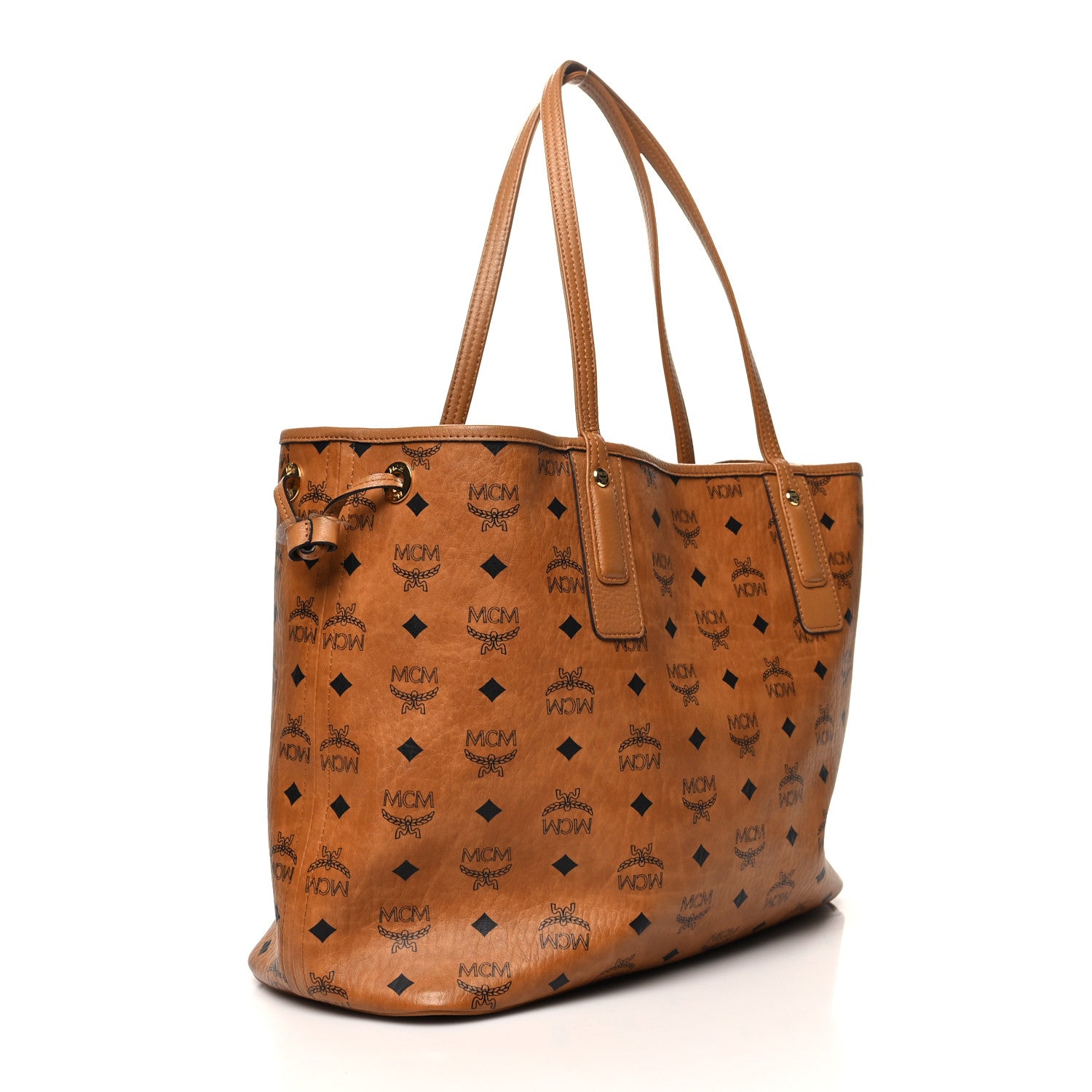 MCM Visetos Medium Liz Reversible Shopper Tote Cognac 4 of 24