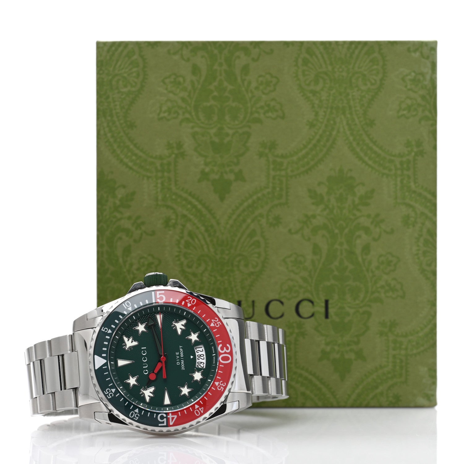 Gucci Stainless Steel 45mm Dive Quartz Watch Green 5 of 5