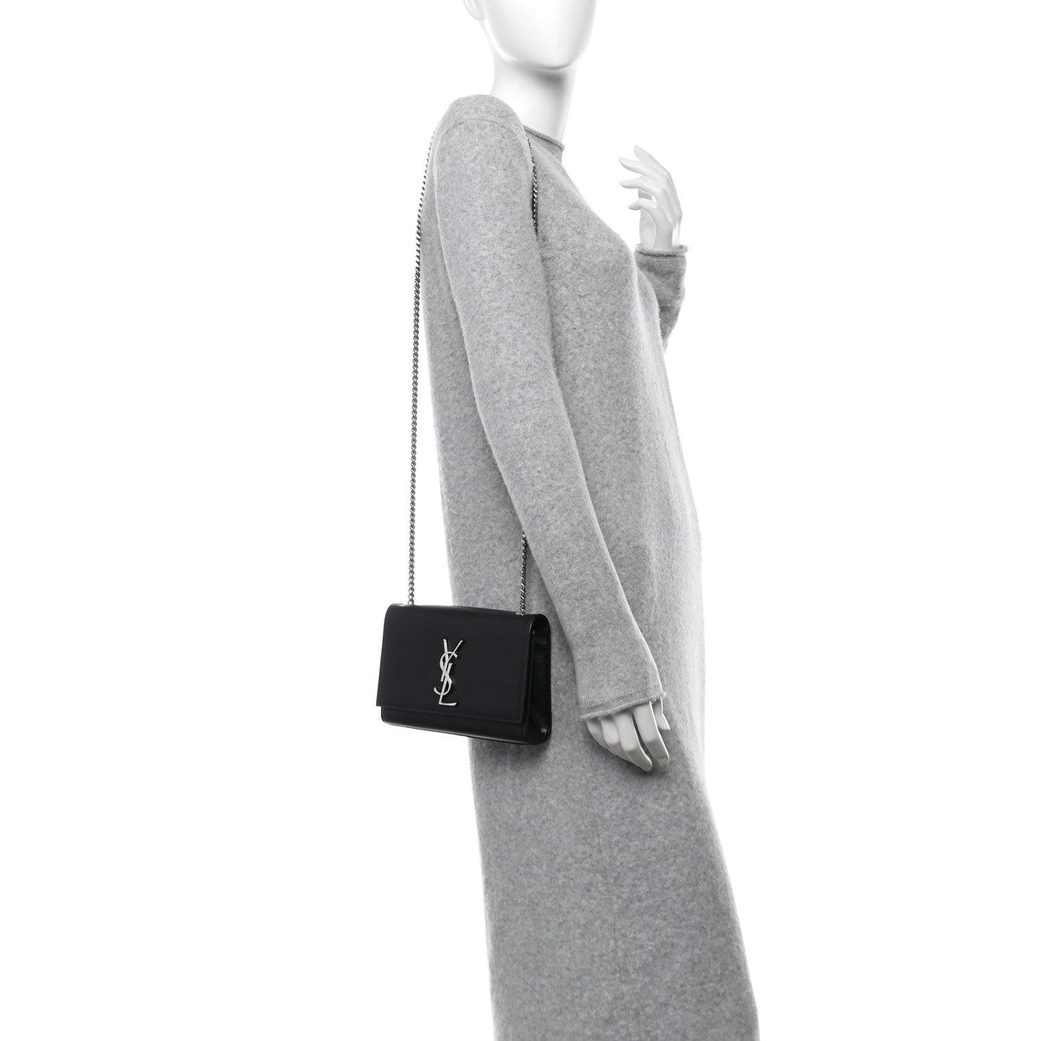 Saint Laurent Grain De Poudre Small Monogram Kate Satchel Black 2 of 14