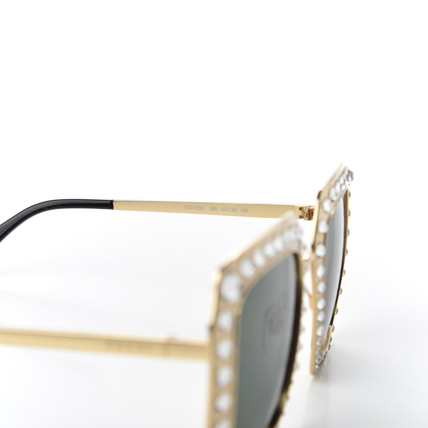 Gucci Metal Acetate Crystal Oversize GG0115S Sunglasses Gold 6 of 8