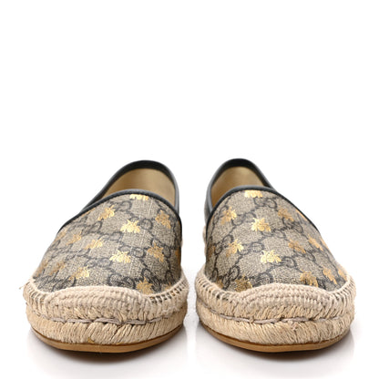 Gucci GG Supreme Monogram Bees Espadrille Flats 37 Beige Ebony Oro Black 4 of 14