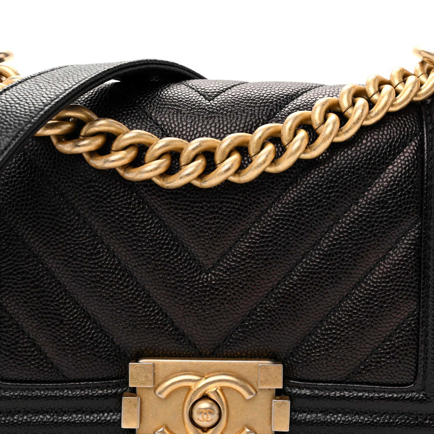 Chanel Caviar Chevron Quilted Small Boy Flap Black 8 of 10