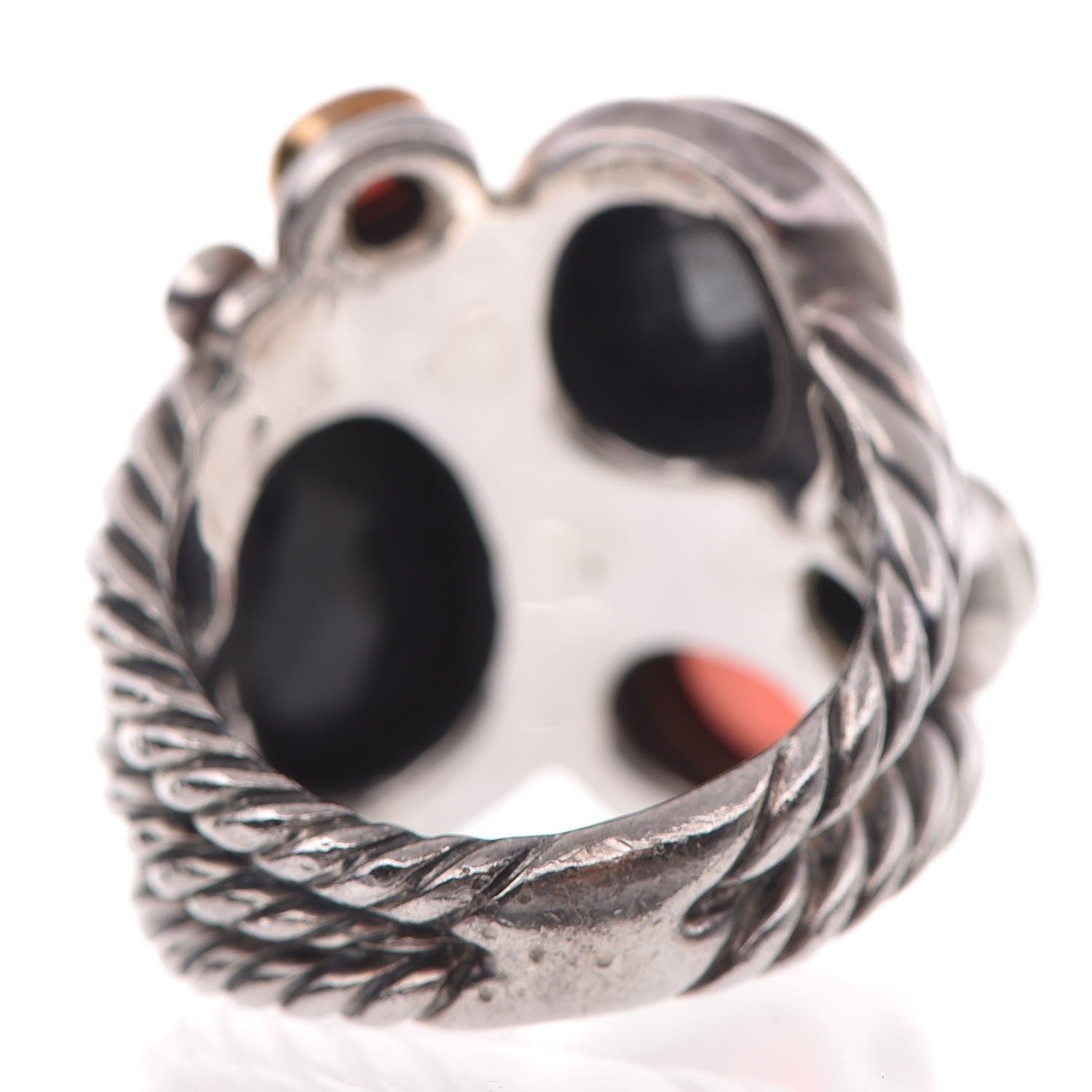 David Yurman Sterling Silver Black Onyx Hematine Garnet Diamond Mosaic Ring 6 51.9 4 of 5