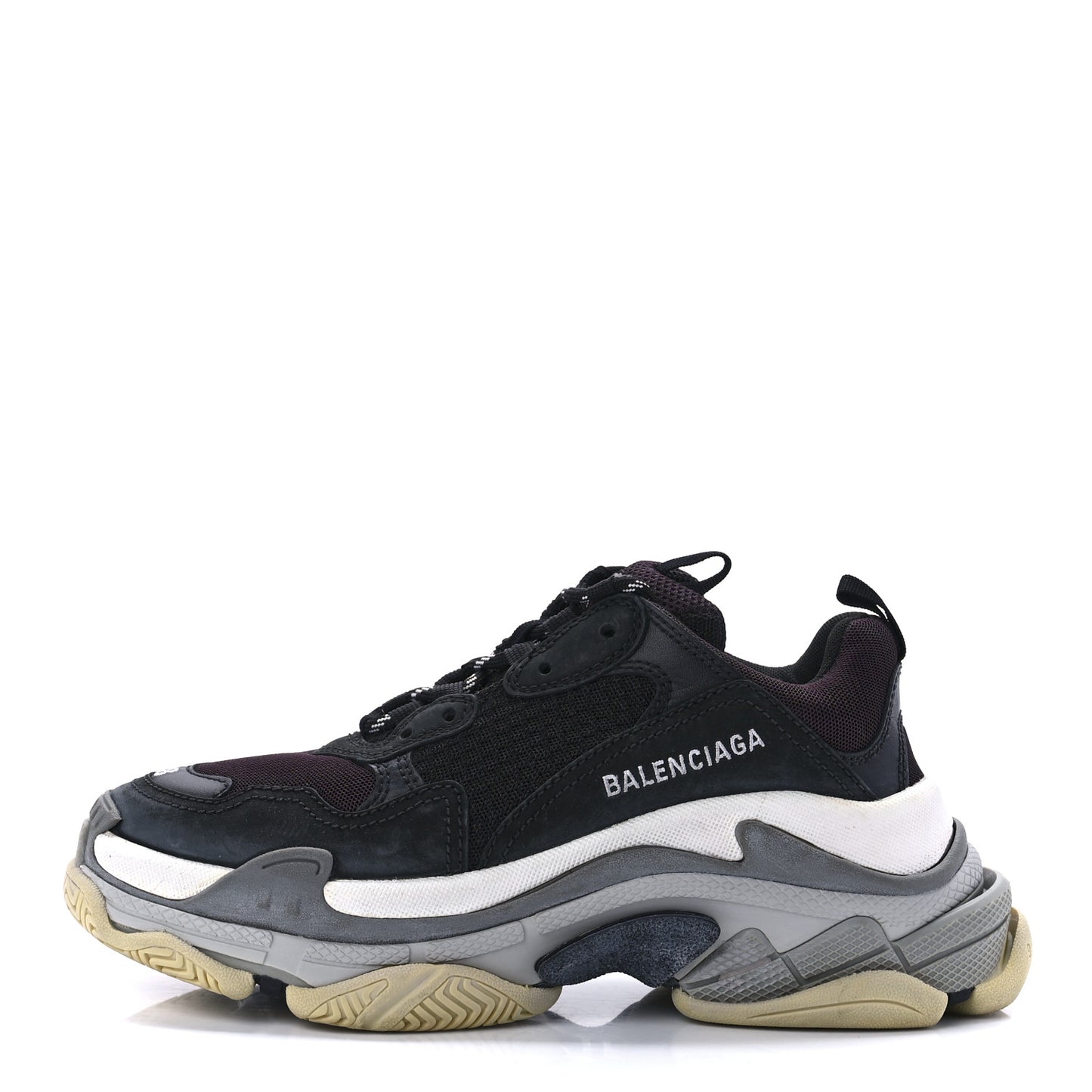 Fabric Mesh Womens Triple S Sneakers 38 Black Burgundy