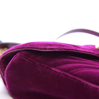 Gucci Velvet Matelasse Mini GG Marmont Shoulder Bag Fuchsia Violet Cyclamen 13 of 17