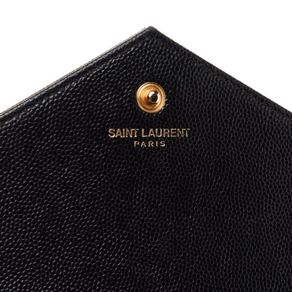 Saint Laurent Grain De Poudre Matelasse Chevron Monogram Chain Wallet Black 6 of 16