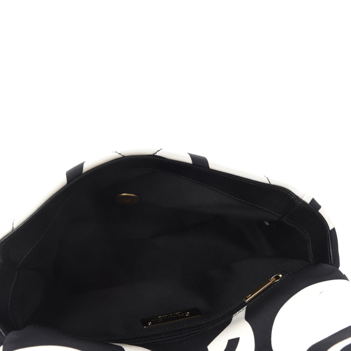 Fabric Printed Large Chanel 19 Flap Black Ecru