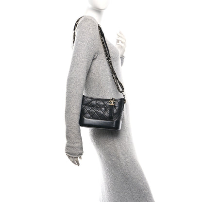Chanel Aged Calfskin Quilted Small Gabrielle Hobo Black 2 of 10