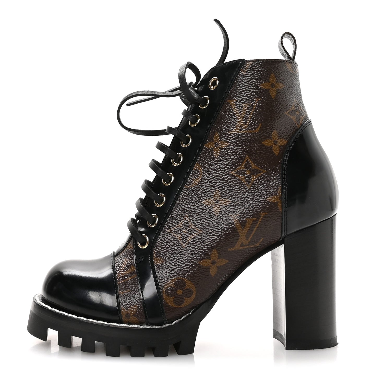 Patent Calfskin Monogram Star Trail Ankle Boots 35.5 Black