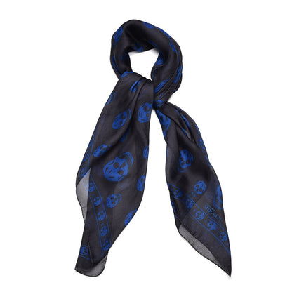 Alexander McQueen Silk Chiffon Skull Scarf Blue 1 of 8