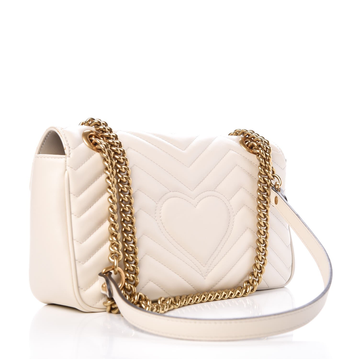 Gucci Calfskin Matelasse Small GG Marmont Shoulder Bag White 3 of 7