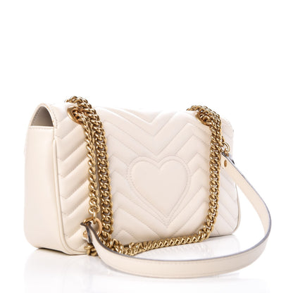 Gucci Calfskin Matelasse Small GG Marmont Shoulder Bag White 3 of 7