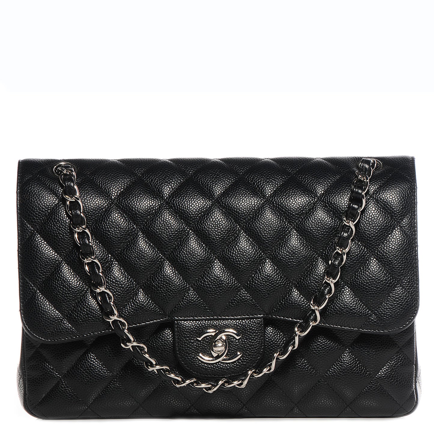 Caviar Quilted Jumbo Double Flap Black