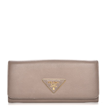 Prada Vitello Continental Flap Wallet Argilla 1 of 9