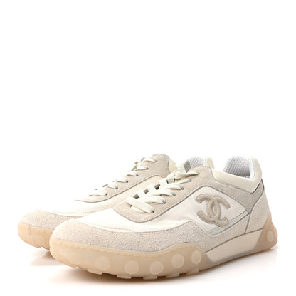 Chanel Mixed Fibers Suede Calfskin Womens CC Sneakers 41 Ivory 4 of 9