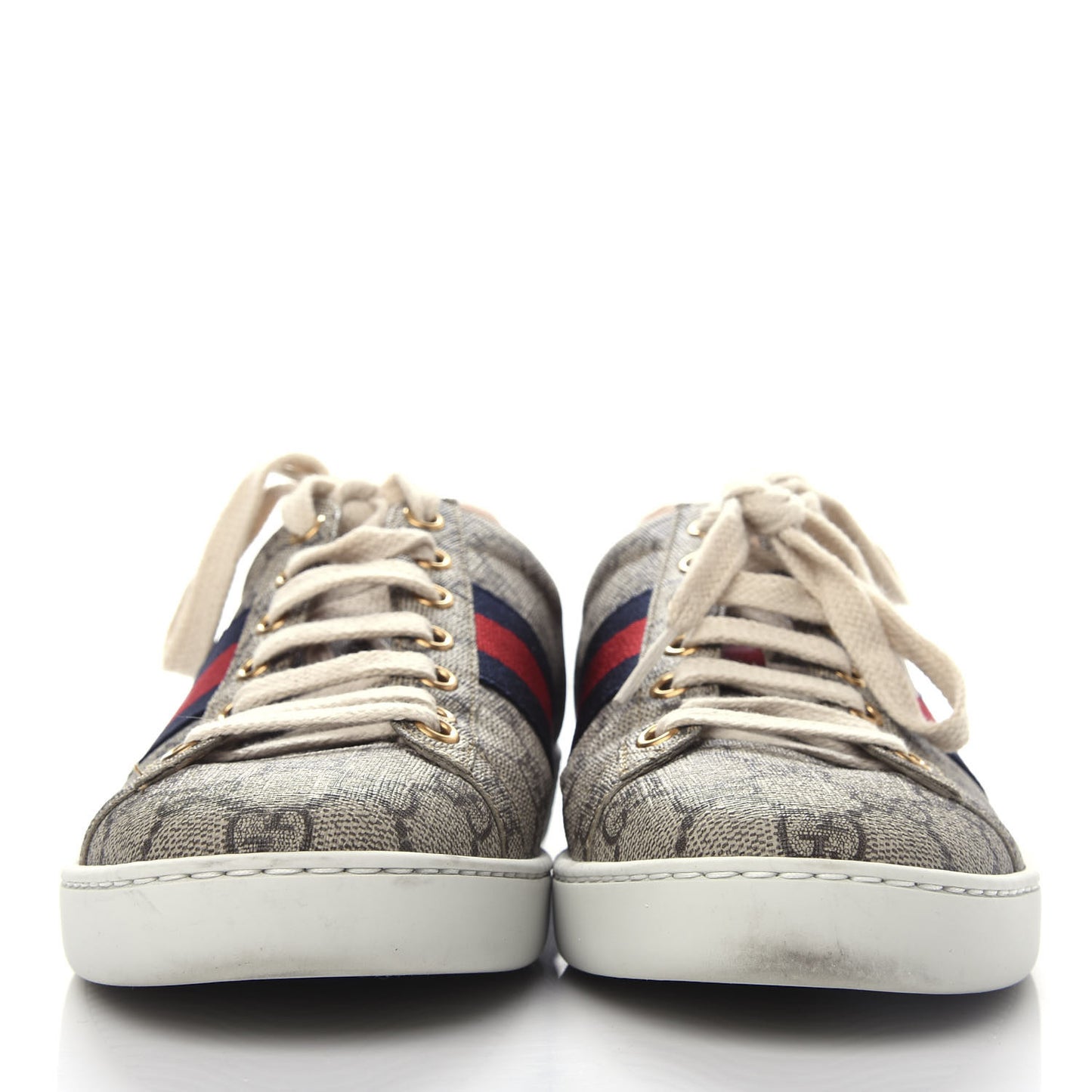 GG Supreme Monogram Womens Ace Low-Top Sneaker 37 Beige