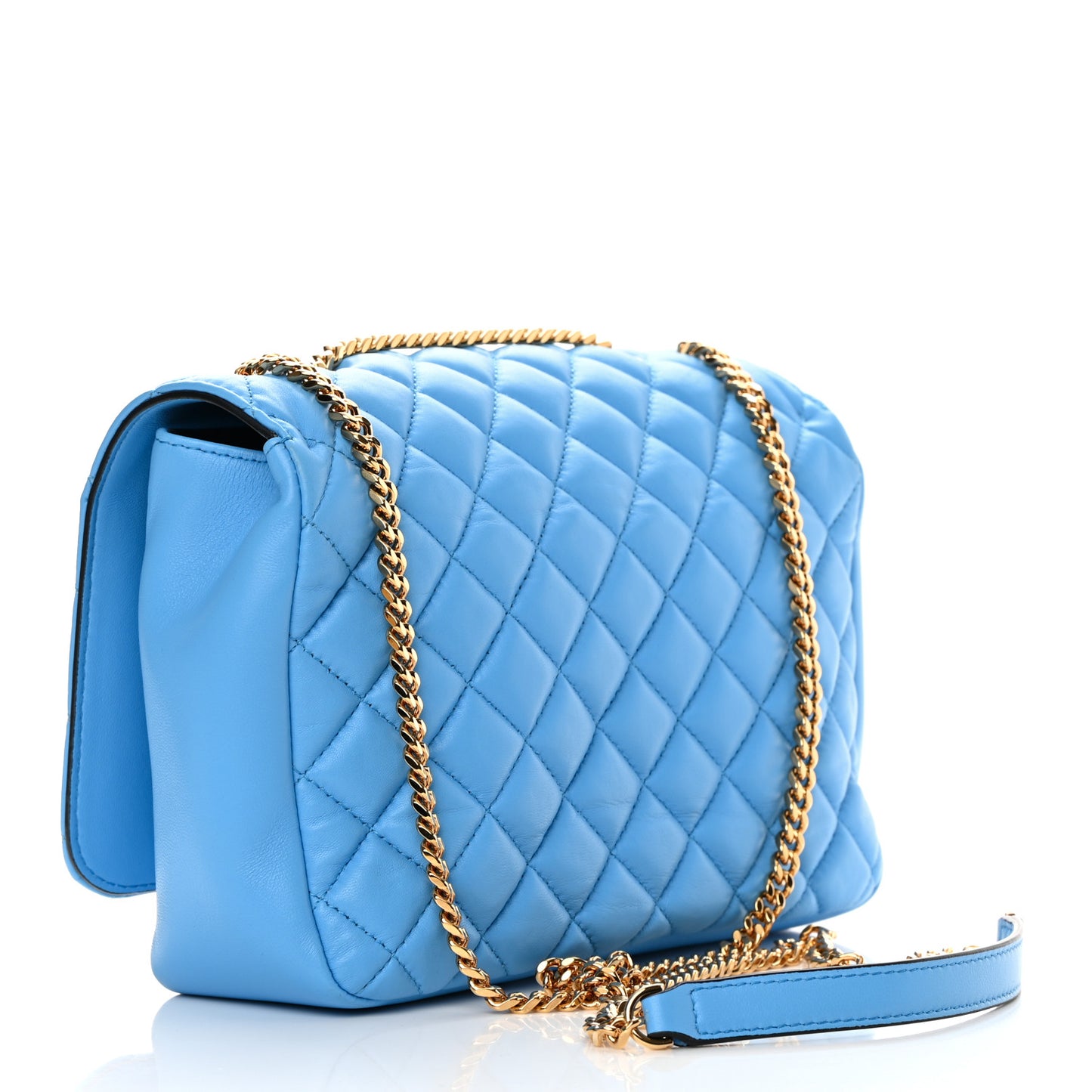 Nappa Quilted Medusa Chain Crossbody Blue