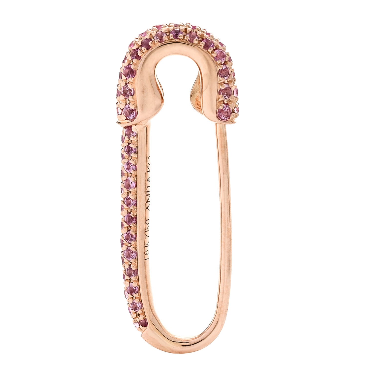 Anita Ko 18K Rose Gold Pink Sapphire Safety Pin Earring 3 of 4