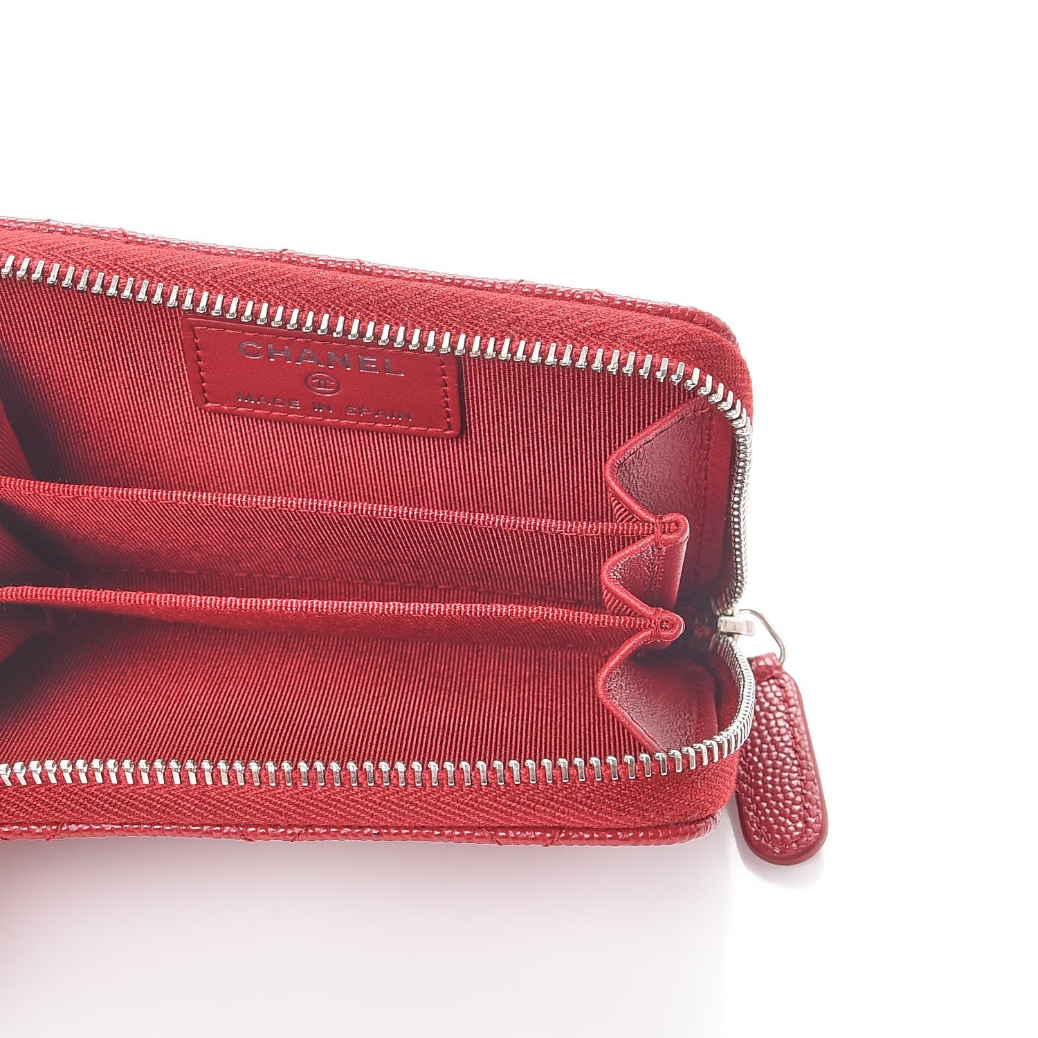 Chanel Caviar Quilted Zip Coin Purse Red 5 of 8